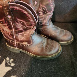 Justin Gypsy GEMMA Brown Leather Round Toe Western Boots Womens Size 8.5